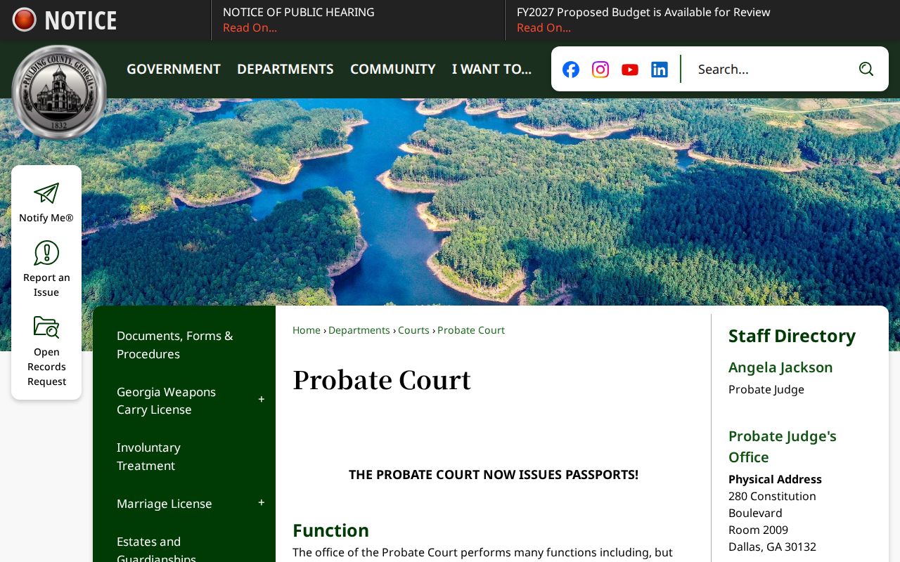 Paulding County court schedule Probate route