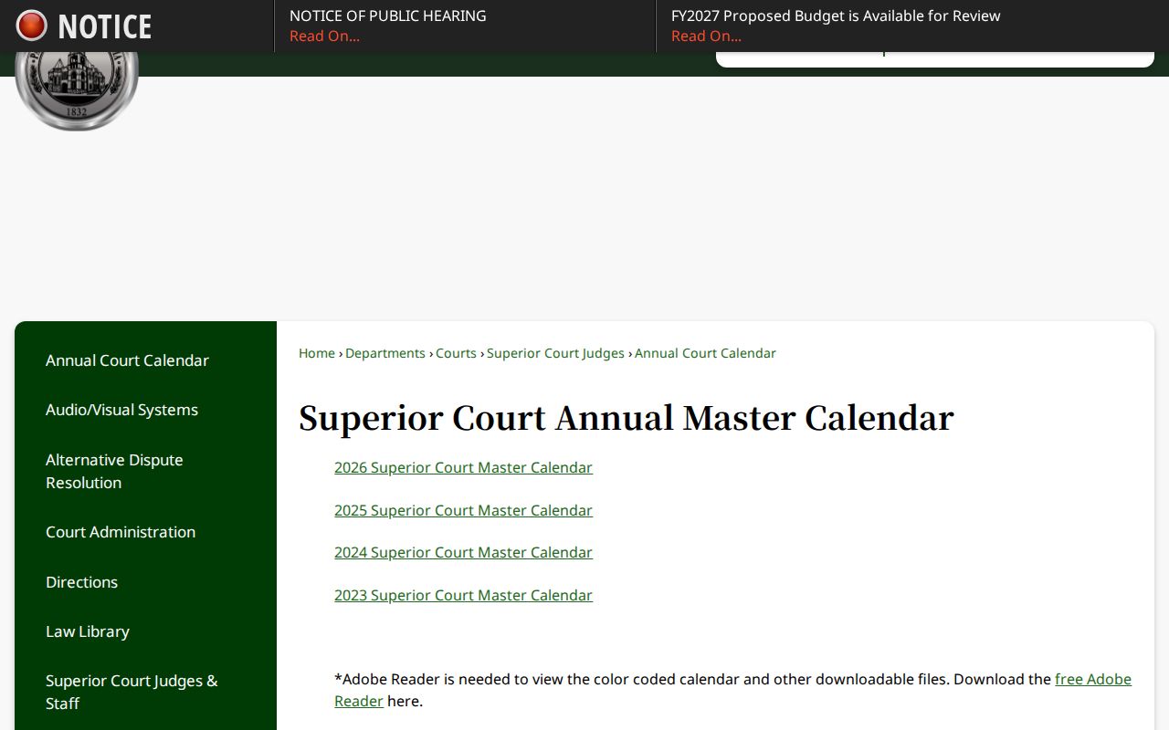 Paulding County court schedule Superior annual calendar