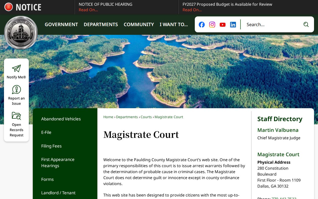 Paulding County court schedule Magistrate route