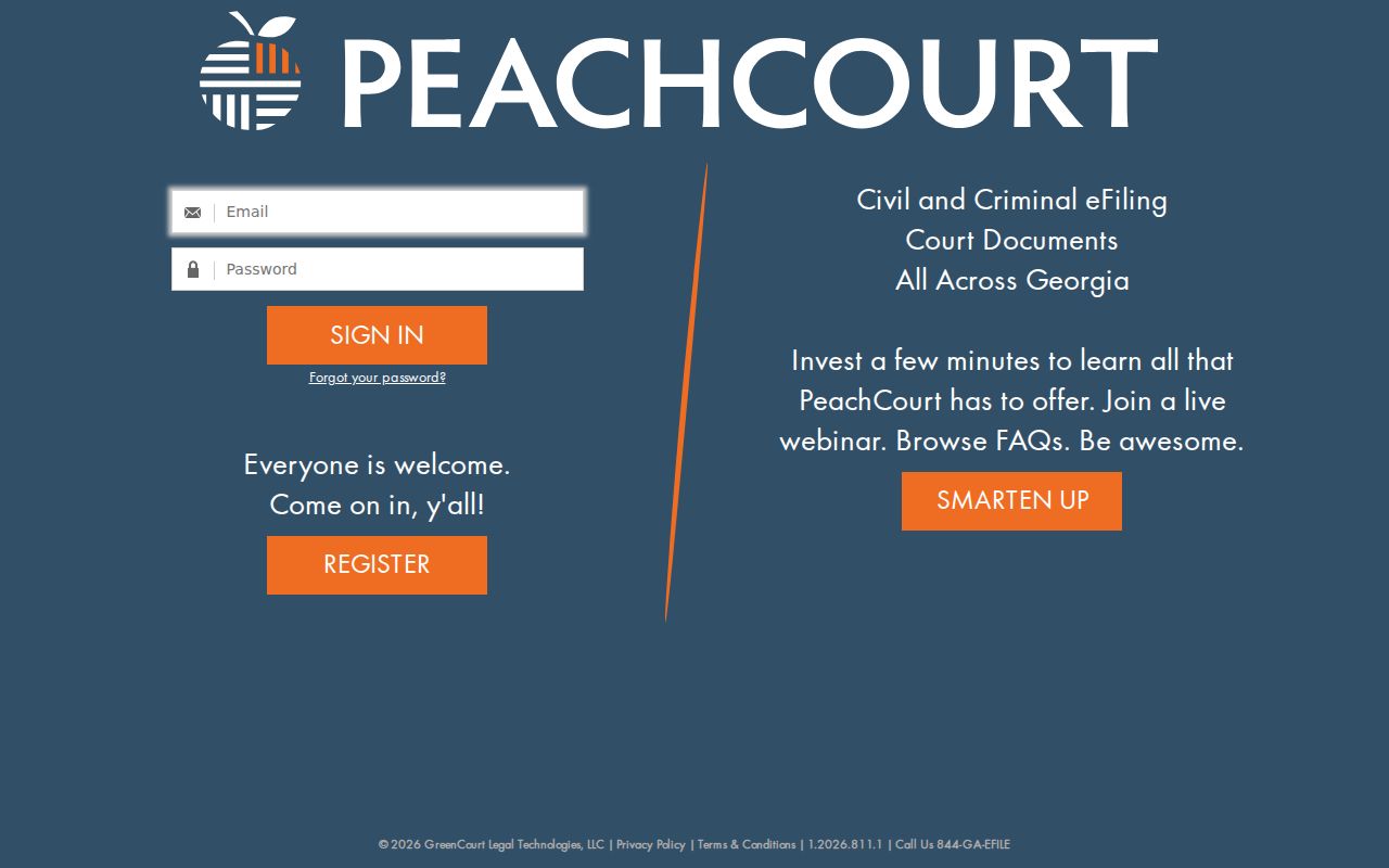 Paulding County civil court docket PeachCourt filing screen