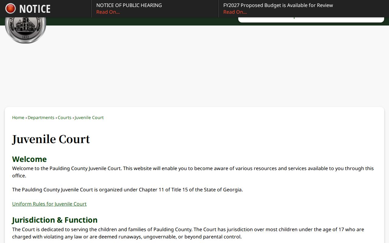 Paulding County Juvenile Court access information