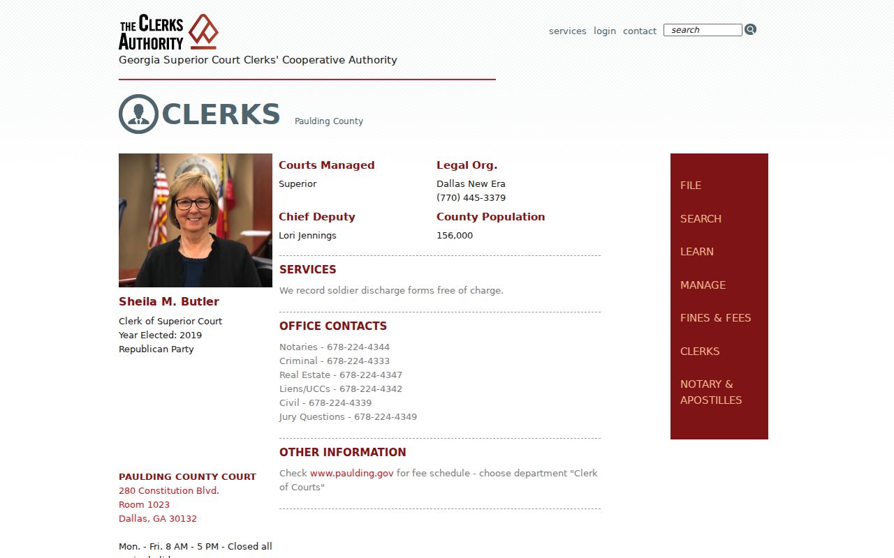 Paulding County court docket GSCCCA clerk directory